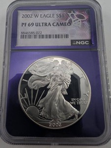 Estate 2002-W American Silver Eagle PF 69 Ultra Cameo