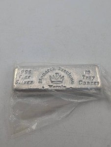 Estate 10 Troy Ounce .999 Fine Silver Bar - Monarch Precious Metals