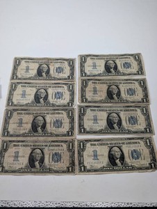 Estate Lot of 8 Series 1934 One Dollar Silver Certificates