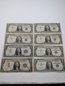 Estate Collection of 8 United States One-Dollar Silver Certificates