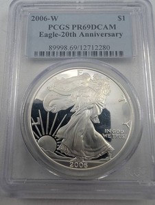 Estate 2006-W PCGS PR69DCAM Eagle 20th Anniversary Silver Dollar