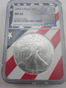 Estate 2003 American Silver Eagle NGC MS 69 Certified Coin