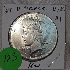 1927D Peace Dollar $1 UNC, Key Date