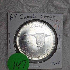 1967 Canada Goose $1, Silver, UNC