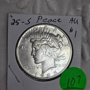 1925S Peace Dollar $1 AU
