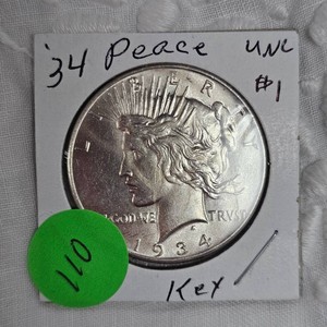 1934 Peace Dollar $1 UNC, Key Date