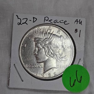 1922D Peace Dollar $1, AU, Very Nice