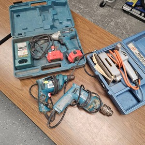 Three Makita Drills and Hedge Trimmer