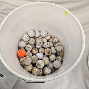 Bucket of Used Golf Balls, 12 Full with Tees and Misc