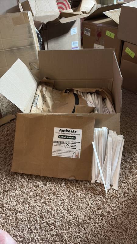 Wooden Coffee Stirrers Paper Wrapped, About 1,000 in the Case, Great for the Office Coffee Machine, Coffee Shops or Home Use, Each One is Individually Wrapped