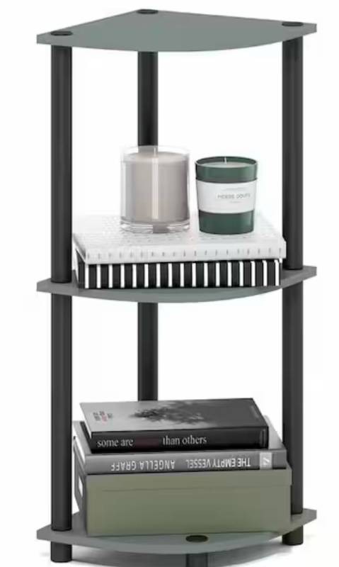 TURN-N-TUBE 29.6 in. Tall Sage GreenBlack Wood 3-Shelf Bookcase