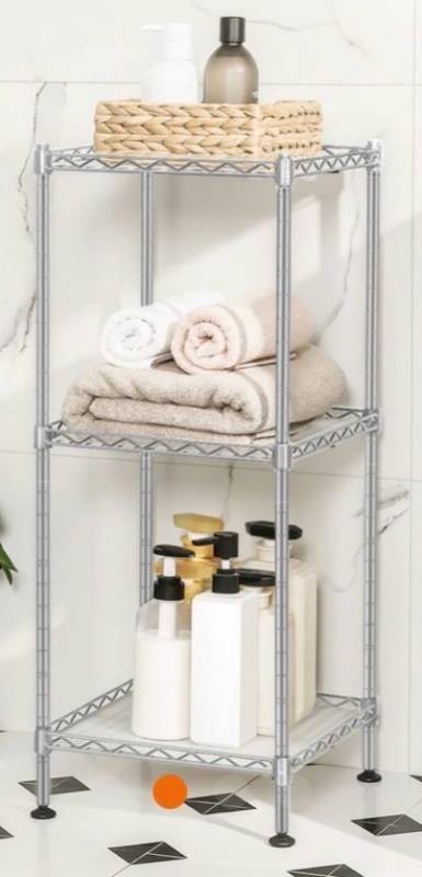 SONGMICS 3-Tier Wire Bathroom Shelf with Hook