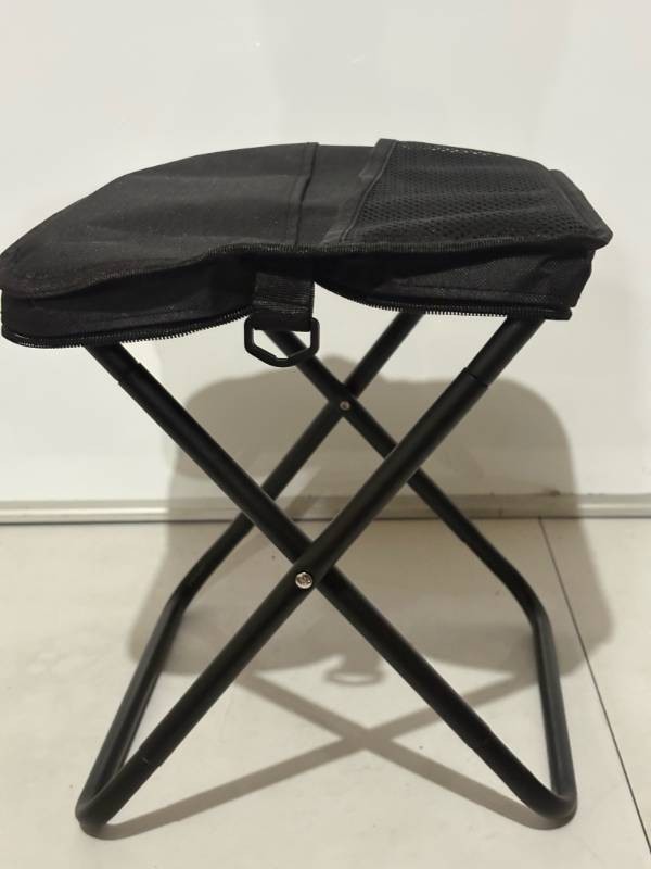 Black Folding Camping Chair in a Bag, Fits in the Bag That is Also the Top of the Chair
