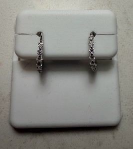 925 Sterling Silver, Round Cubic Zirconia Open Hoop Earrings