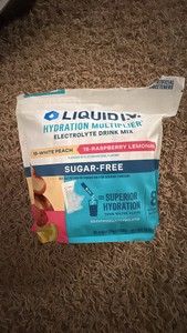 Liquid IV Hydration Multiplier Electrolyte Drink 30-Pack Sugar Free White Peach and Raspberry Lemonade Flavors