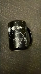 Black Cat Coffee Mug with Phases of the Moon