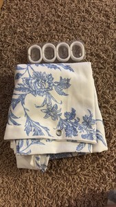 Sage White Decorative Curtain Floral With Plastic HooksRings 36x72 Dimension