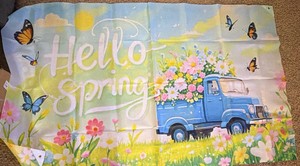 6x4 Hello Spring decorative banner with metal grommets