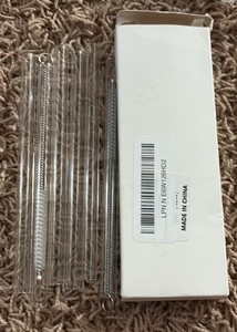 Six Pack of Glass Straws, Comes With Two Cleaning Brushes