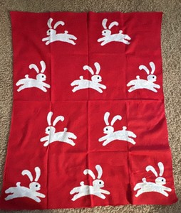 Decorative Throw Red With Rabbits