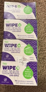 Wipe Clear Lens Wipes 4-Boxes Each Has 75 Individually Wrapped Lens Wipes