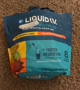 Liquid IV 30-Pack of Electrolyte Drink Mix Packets Lemon-Lime and Strawberry Flavors (Only 15 Packets Included, All of Them are Lemon-Lime)