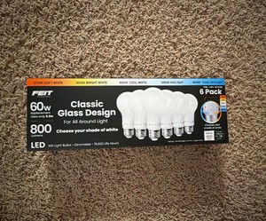 6 pack LED Light Bulb - toggle to choose your color temperature - dimmable - standard base
