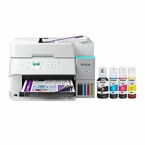 Epson EcoTank ET-3950 Wireless All-in-One Color Supertank Printer  White - Retail $399.99 - in original box - working store return - ink is full - 2 replacement black ink refills - tested copy and scan functions - instructions included