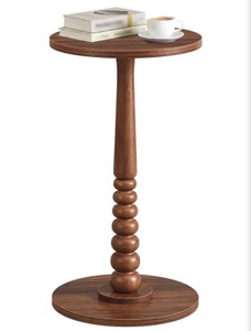 VASAGLE Round Side Table, Small Drink End Table, Accent NightstandWith Solid Wood Leg, for Small Space, Living Room Bedroom,Mid-Century Modern, Chestnut Walnut