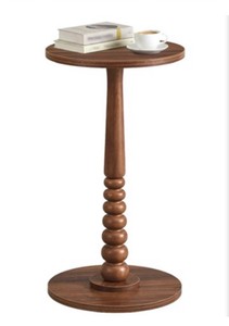VASAGLE Round Side Table, Small Drink End Table, Accent NightstandWith Solid Wood Leg, for Small Space, Living Room Bedroom,Mid-Century Modern, Chestnut Walnut