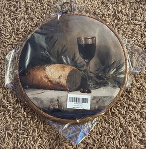 Wine and Bread Canvas Circular Art