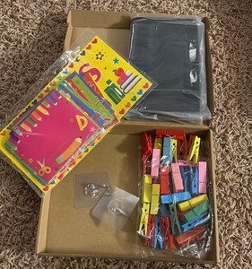 Classroom Wall Hanging Pockets, Clothes Pins and Decoration Set
