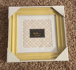 Elegant Picture Frame Yellow and White 8 x 8 New sealed in plastic