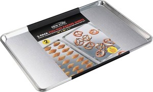 New Star Foodservice Full-Size Aluminum Sheet Pan, 18 x 26 Inch, 1 Inch Deep, Commercial Grade, 2-Pack