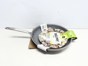 GreenPan The Big Fry 14 Pan with Helper Handle -Taupe - slight scratch on one side - pictures