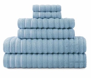 Home Expressions 6-pc. Ribbed Solid Bath Towel Set - Color Hutton Blue - Retail $75