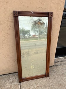Vintage Antique Mirror, Wooden Frame Rustic