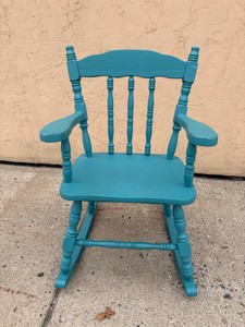 Teal Refinished Antique Rocking Chair for Children