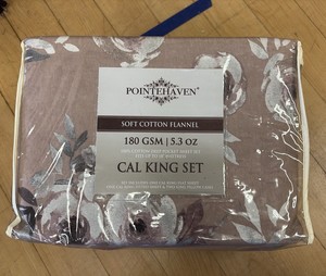 Pointehaven Soft Cotton Flannel Sheet Set Cal King Size one flat sheet, one fitted sheet and two pillow cases