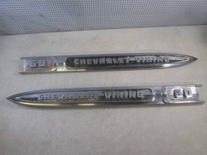 (F-0) Pair of Vintage 1950s Chevrolet Viking 60 Truck Fender Spears  Emblems P-3753143 and P-3753144