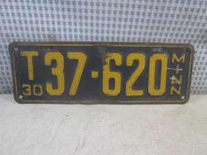 (EC1) Vintage 1930 Minnesota License Plate