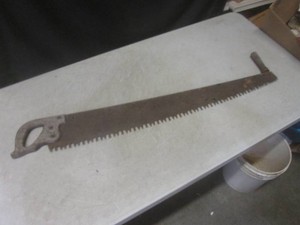(F-2) Antique 2-Man Crosscut Logging Saw 47 Long Overall  Blade 41 34
