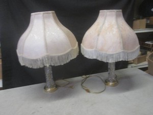 (BSB) Pair of Vintage Table Lamps 24 Tall - One Lamp Needs Some TLC (Loose)
