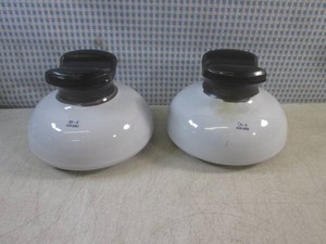 (BS) 2 Large Porcelain Electrical Insulators  55-5 ICB-2001  -5 ICB 2000 - 7 Wide