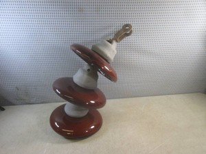 (EC1) Huge Pinco Multi-Bell High-Voltage Suspension Insulator Assembly 10 Bells  Approx 22 High Including Top Bracket