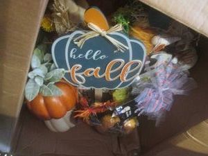 (EW5) Large Box Full of New Shelf Pull Fall Decor