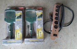 2 three outlet ground steak 6 foot cord outdoor all weather safety power stations 1 surge protector