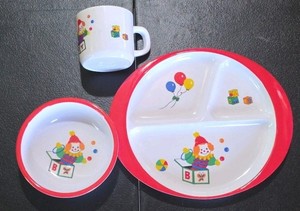 Vintage 1980s-Style Clown Jack-in-the-Box 3-Piece Childrens Dinnerware Set