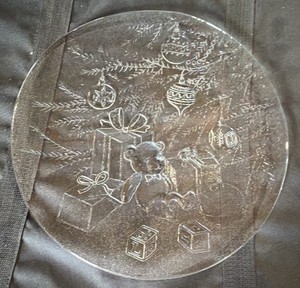 vintage molded glass Christmas serving plate