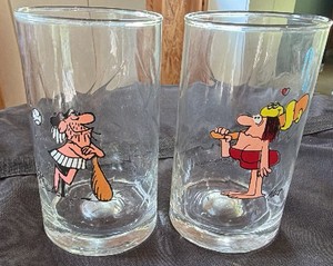 Vintage 1981 Arbys B.C. Comic Strip Collectors Glasses - Set of 2